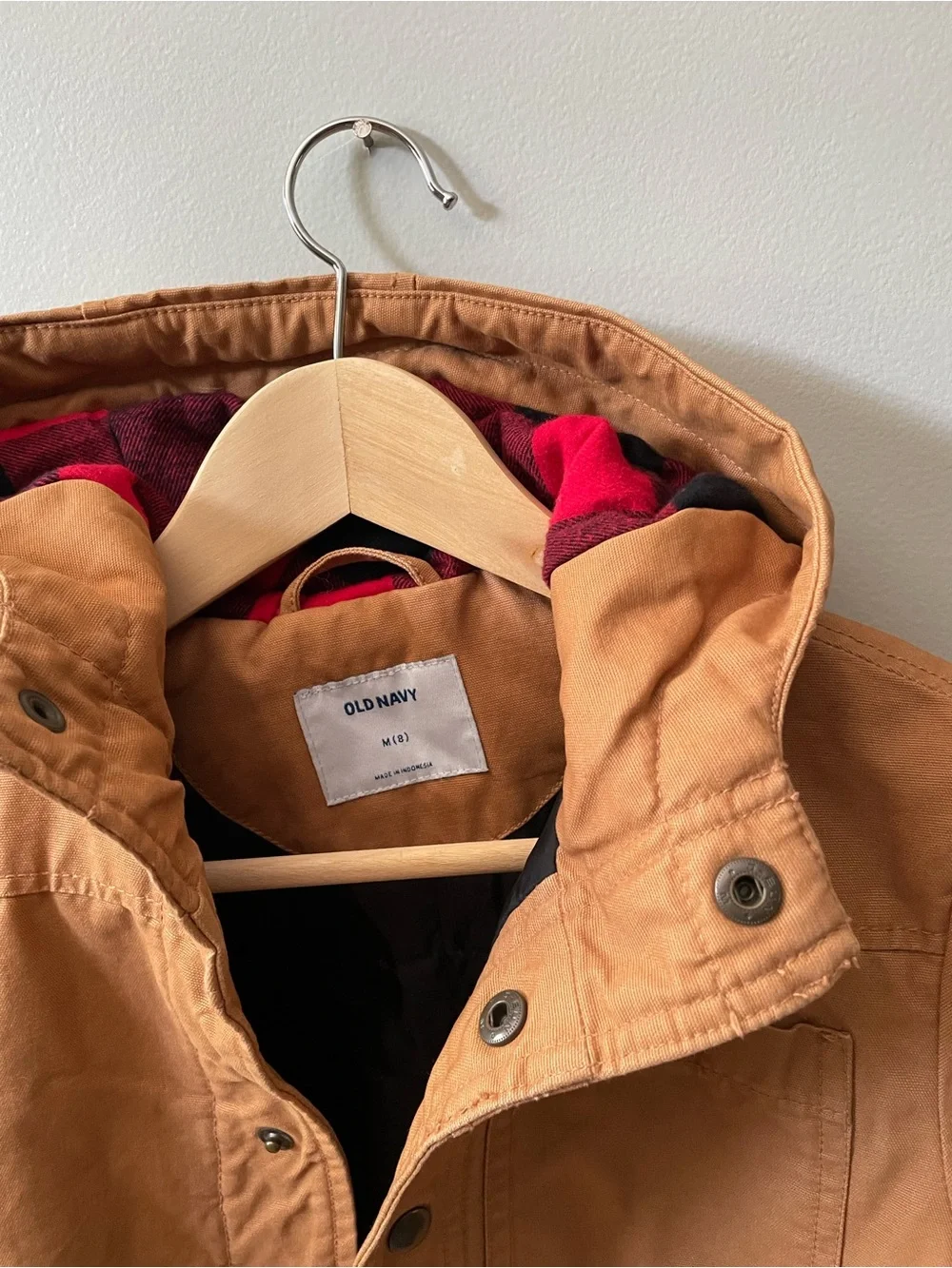 Old Navy boys' tan canvas utility jacket - sz medium / 8